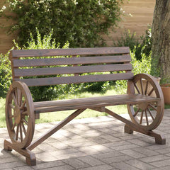 Garden Bench Solid Wood Fir Dark brown 2-Seater 1