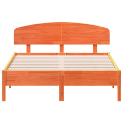 Bed Frame without Mattress Solid Wood Pine Length 190 cm Wax brown 135 cm