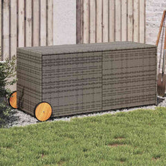 Garden Storage Box Poly Rattan Grey 127 x 55 x 56/59.5 cm