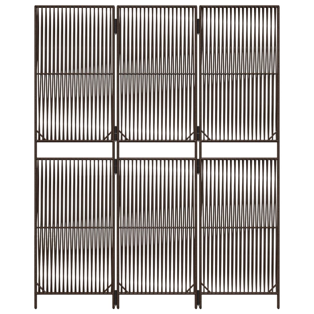 vidaXL Room Divider 3 Panels Brown Poly Rattan 5