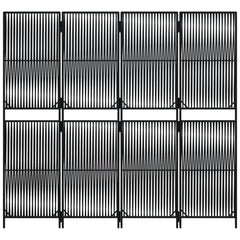 vidaXL Room Divider 4 Panels Black Poly Rattan 5