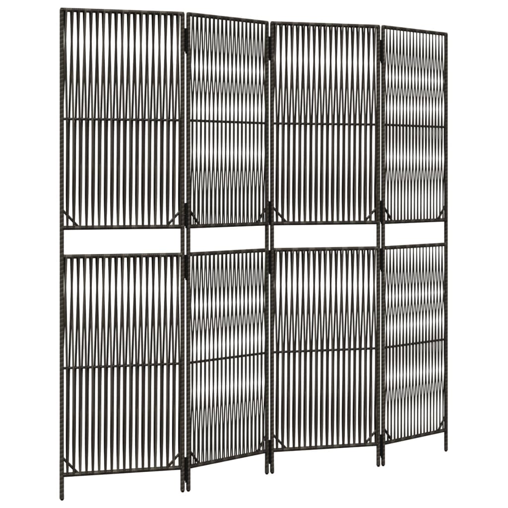 Room Divider 3 Panels Poly Rattan Line Weaving