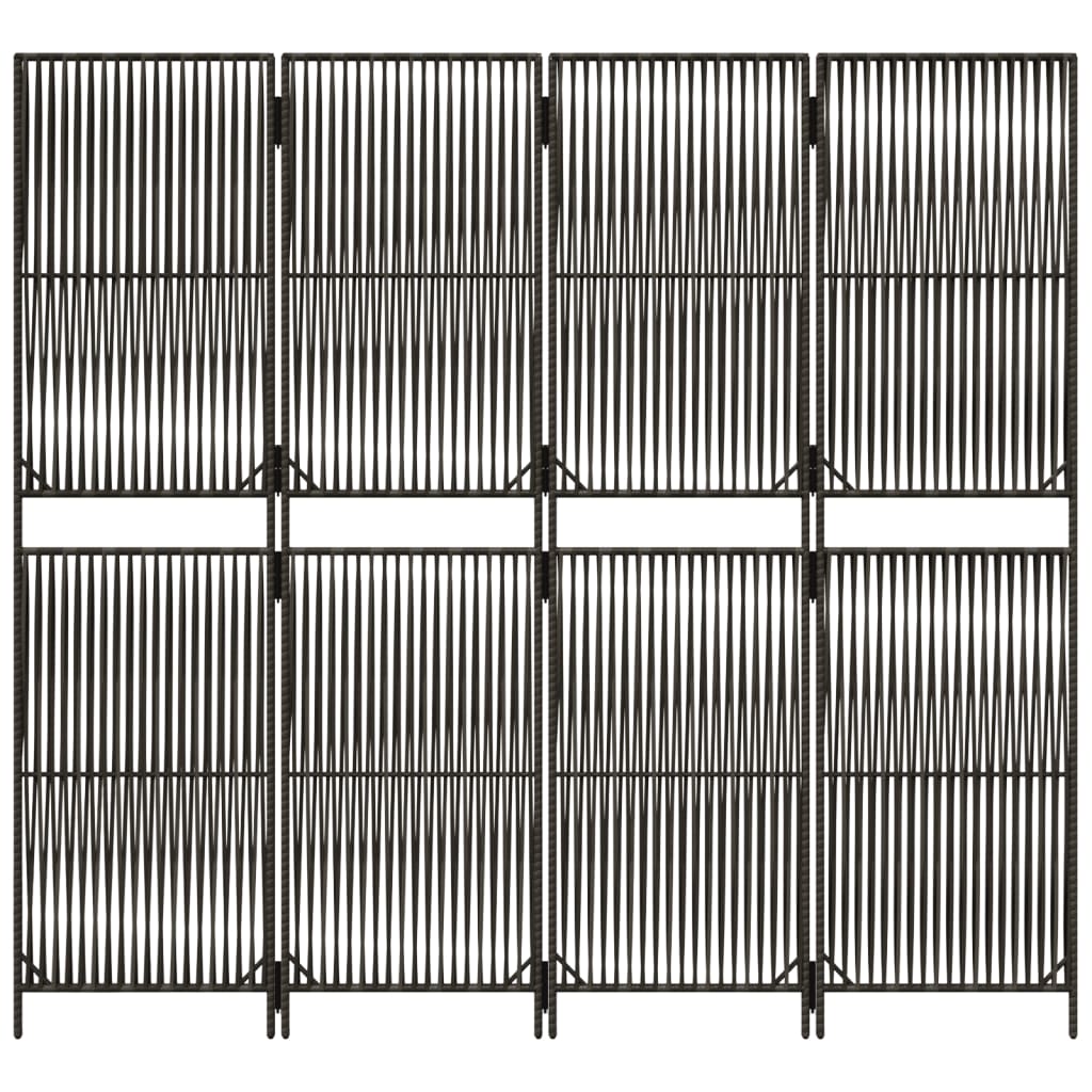 vidaXL Room Divider 4 Panels Grey Poly Rattan 5