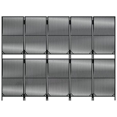 vidaXL Room Divider 5 Panels Black Poly Rattan 5