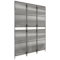vidaXL Room Divider 3 Panels Grey Poly Rattan 2