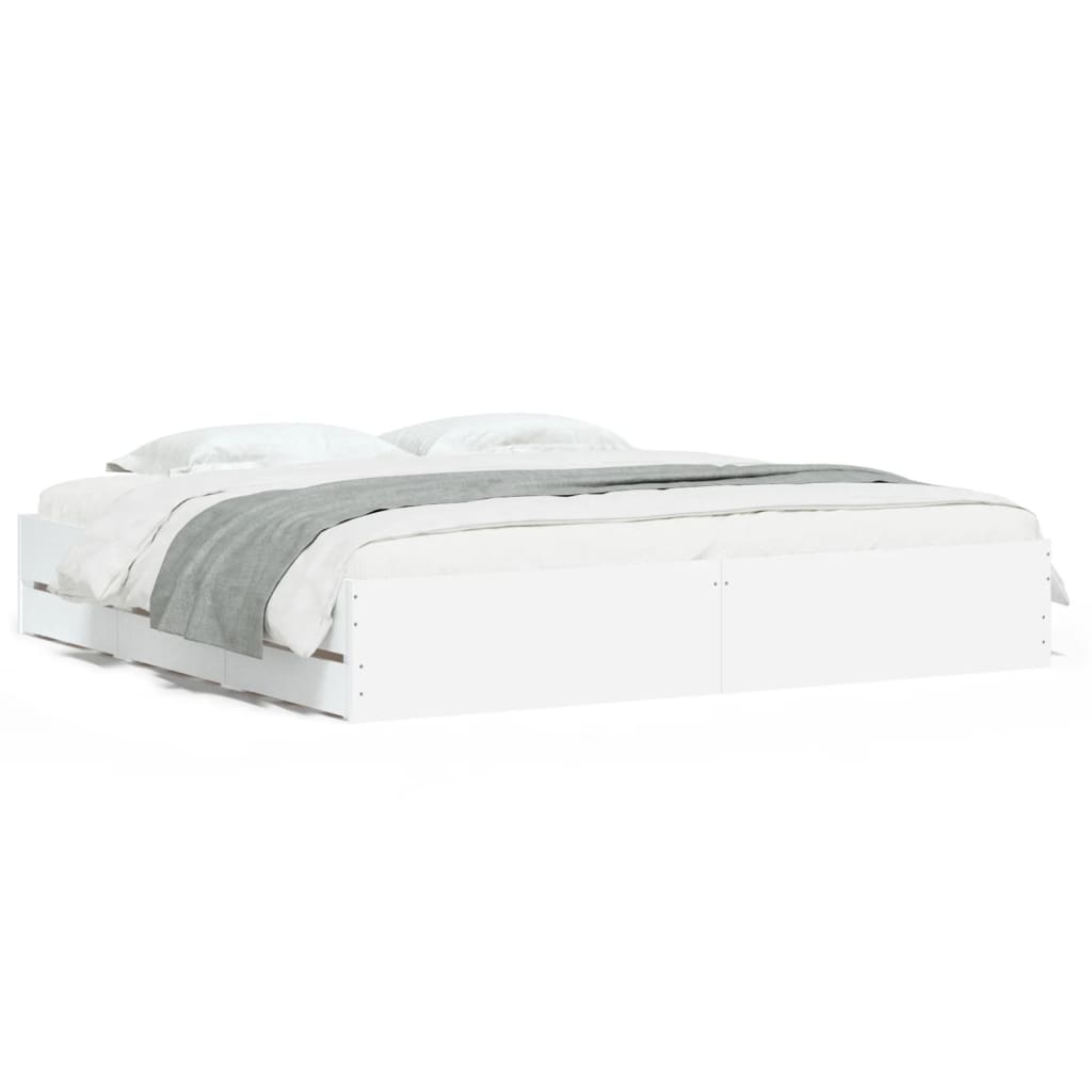 Bed Frame with Drawers without Mattress 160x200 cm White