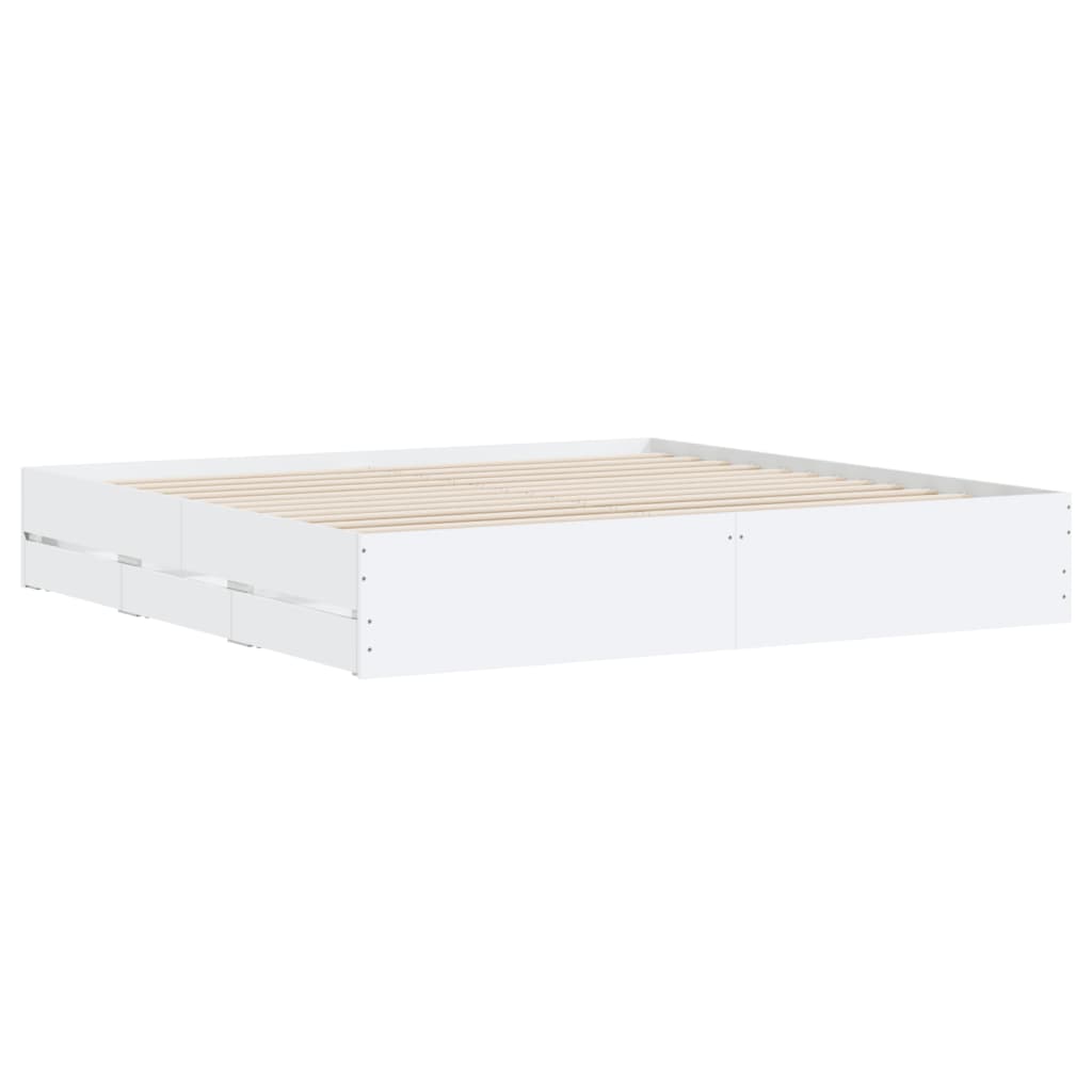 Bed Frame with Drawers without Mattress 160x200 cm White