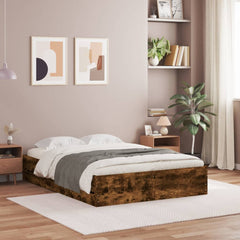 Bed Frame with Drawers without Mattress 135x190 cm Smoked oak