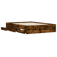 Bed Frame with Drawers without Mattress 120x190 cm Smoked oak