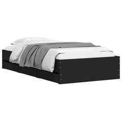 vidaXL Bed Frame with Drawers without Mattress Black 90x190 cm Single 3