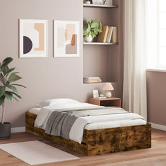 Bed Frame with Drawers without Mattress 90x190 cm Smoked oak