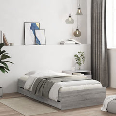 Bed Frame with Drawers without Mattress 90x190 cm Grey sonoma