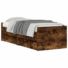 Bed Frame with Drawers without Mattress 100x200 cm Smoked oak