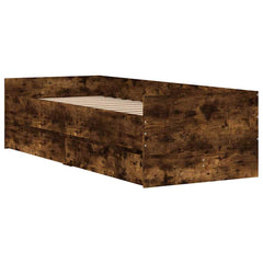 Bed Frame with Drawers without Mattress 100x200 cm Smoked oak