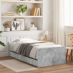 Bed Frame with Drawers without Mattress 100x200 cm Concrete grey