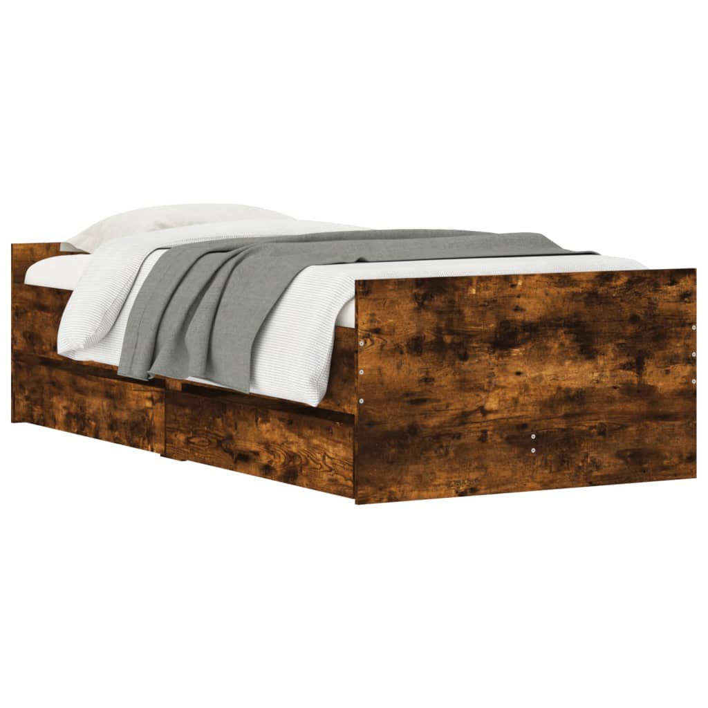 Bed Frame without Mattress Small Single Length 190 cm Smoked oak 90 cm