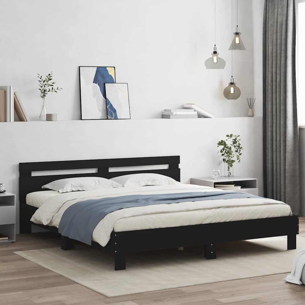 Bed Frame without Mattress 200x200 cm Black