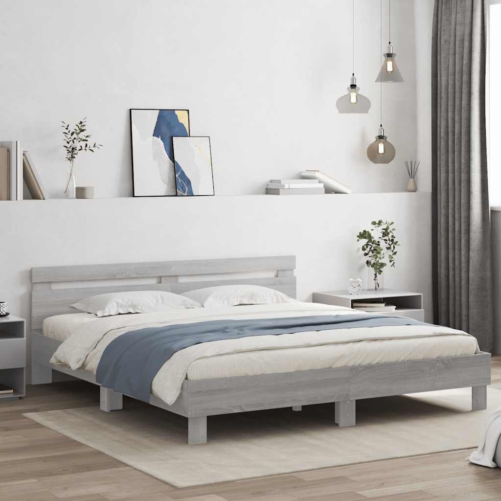 Bed Frame without Mattress 200x200 cm Grey sonoma