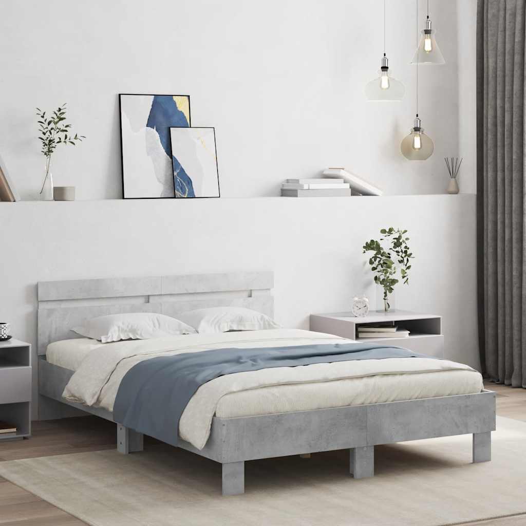 Bed Frame without Mattress 135x190 cm Concrete grey