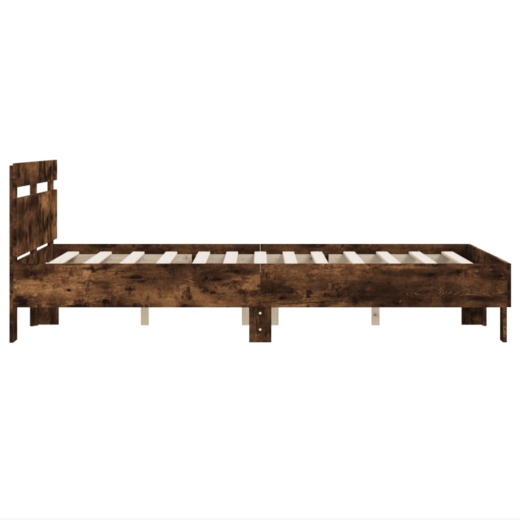Bed Frame without Mattress 135x190 cm Smoked oak