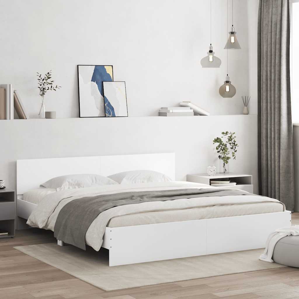 Bed Frame without Mattress White 200 x 200 cm