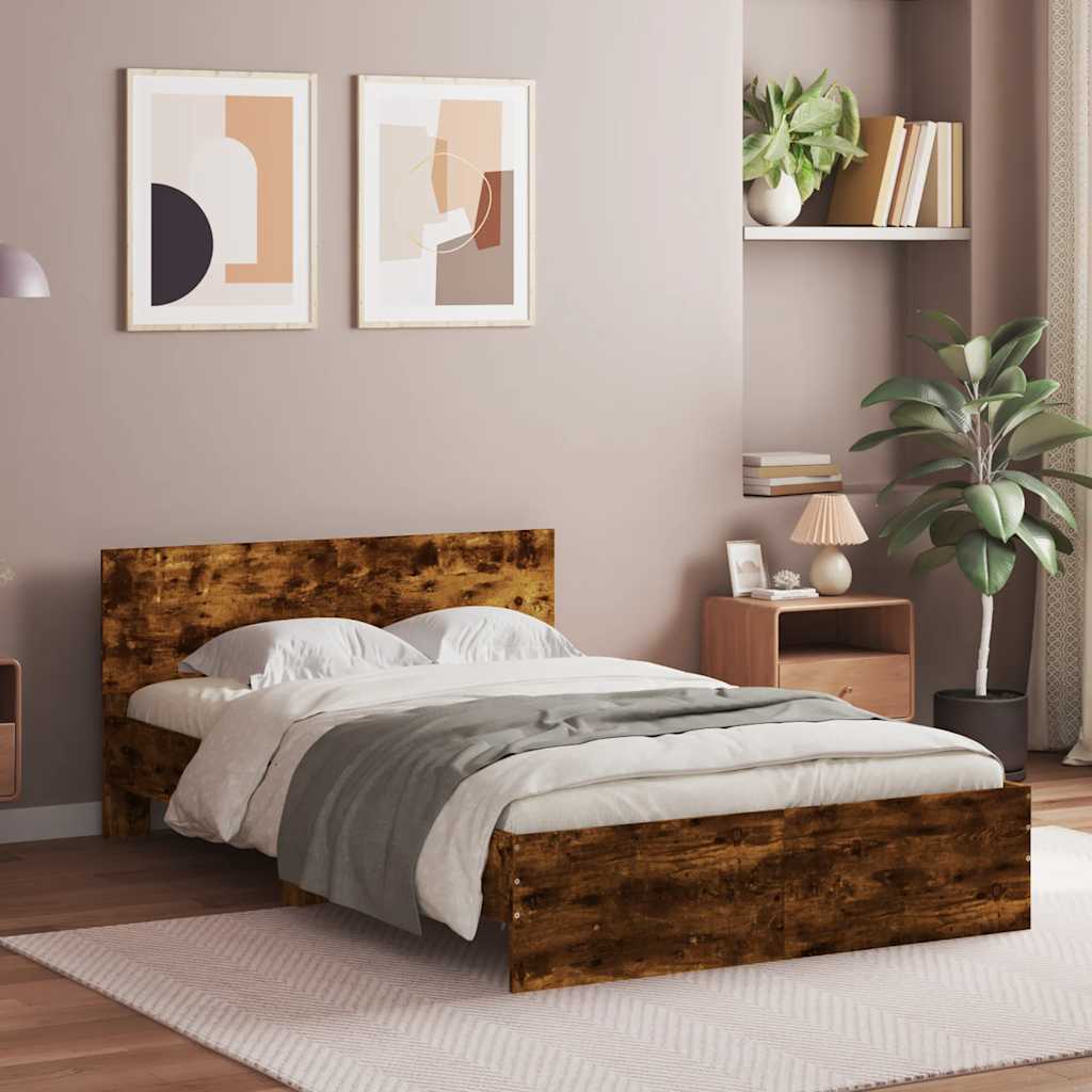 Bed Frame without Mattress Smoked Oak 120 x 200 cm