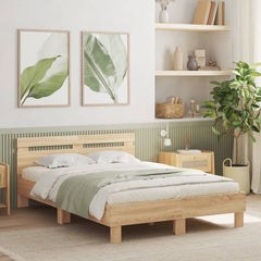 Bed Frame with LED without Mattress Sonoma Oak 135 x 190 cm