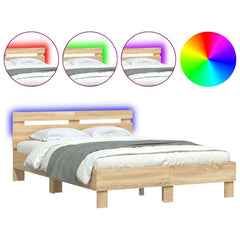 Bed Frame with LED without Mattress Sonoma Oak 120 x 190 cm