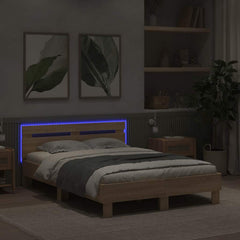 Bed Frame with LED without Mattress Sonoma Oak 120 x 190 cm