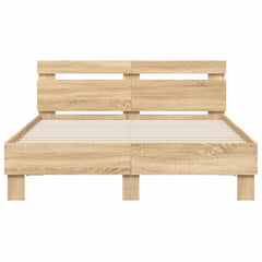 Bed Frame with LED without Mattress Sonoma Oak 120 x 190 cm