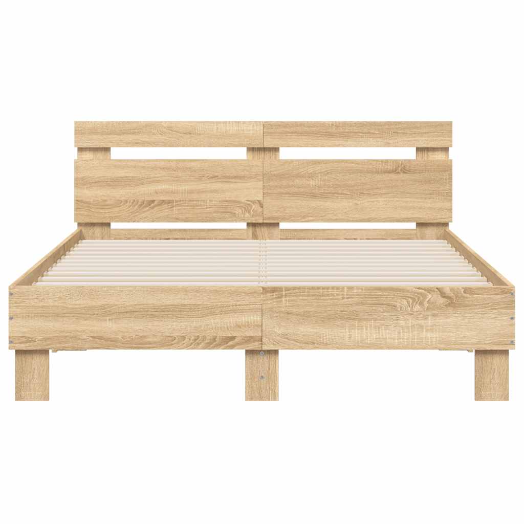 Bed Frame with LED without Mattress Sonoma Oak 120 x 190 cm