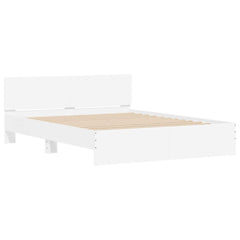 Bed Frame with Headboard and LED 150x200 cm White