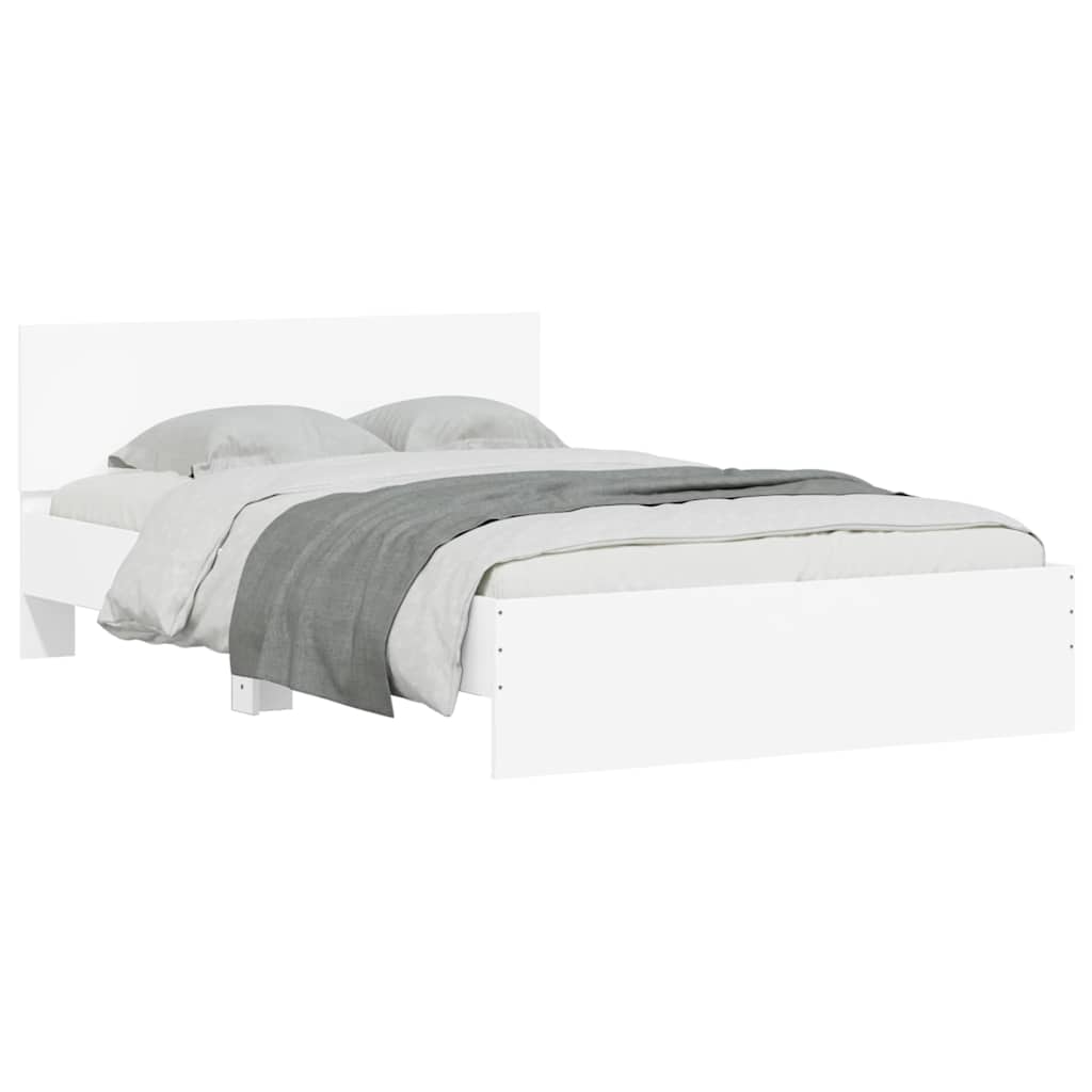 Bed Frame with Headboard and LED 140x200 cm White