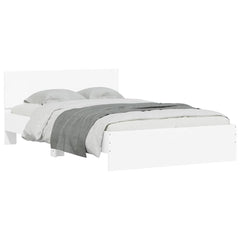 Bed Frame with Headboard and LED 140x200 cm White