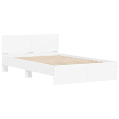 Bed Frame with Headboard and LED 140x200 cm White