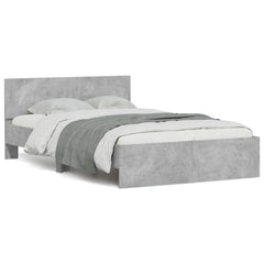 Bed Frame with Headboard and LED 135x190 cm Concrete grey
