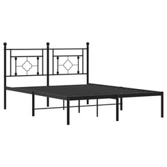 vidaXL Metal Bed Frame without Mattress with Headboard Black 135x190cm 4