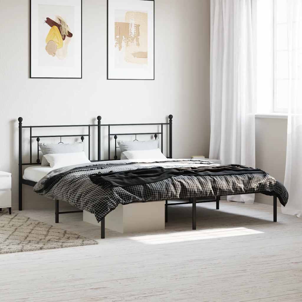 vidaXL Metal Bed Frame without Mattress With headboard Black