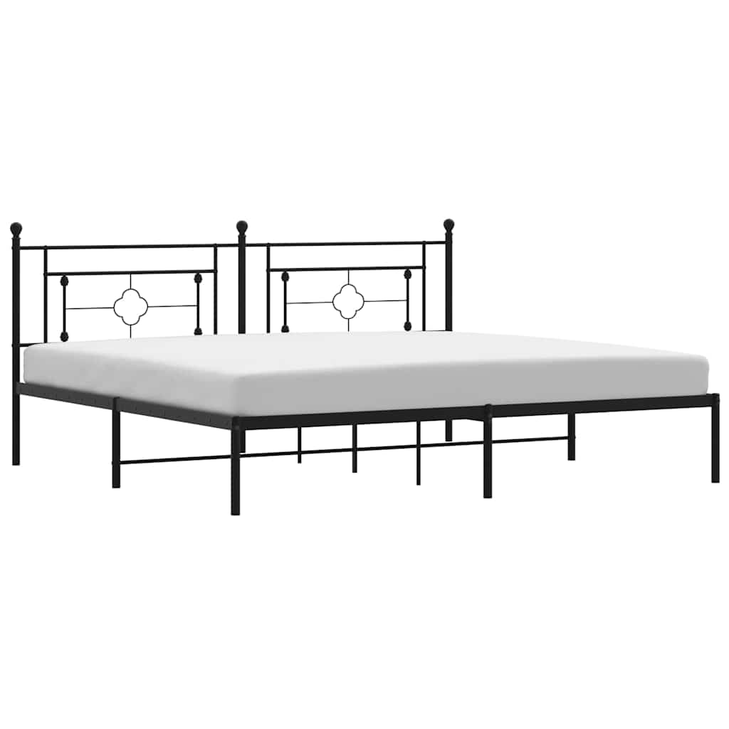 vidaXL Metal Bed Frame without Mattress with Headboard Black 193x203cm 2