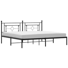 vidaXL Metal Bed Frame without Mattress with Headboard Black 193x203cm 2