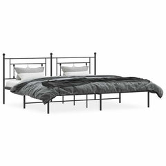 vidaXL Metal Bed Frame without Mattress with Headboard Black 193x203cm 4