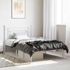 vidaXL Metal Bed Frame without Mattress with Headboard White