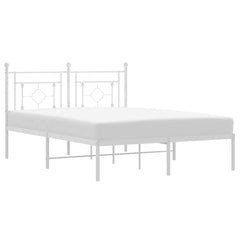 vidaXL Metal Bed Frame without Mattress with Headboard White 140x190cm 2