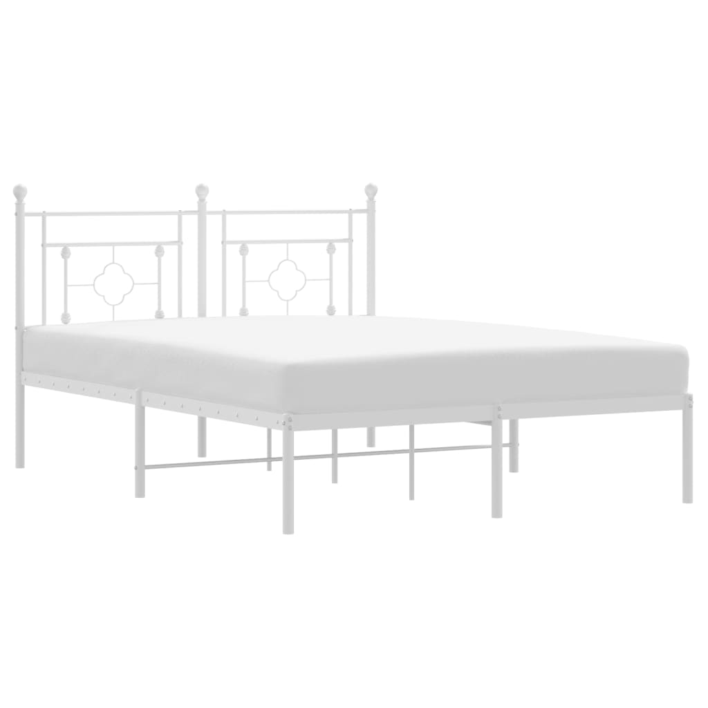 Metal Bed Frame without Mattress with Headboard White 140 cm 190 cm
