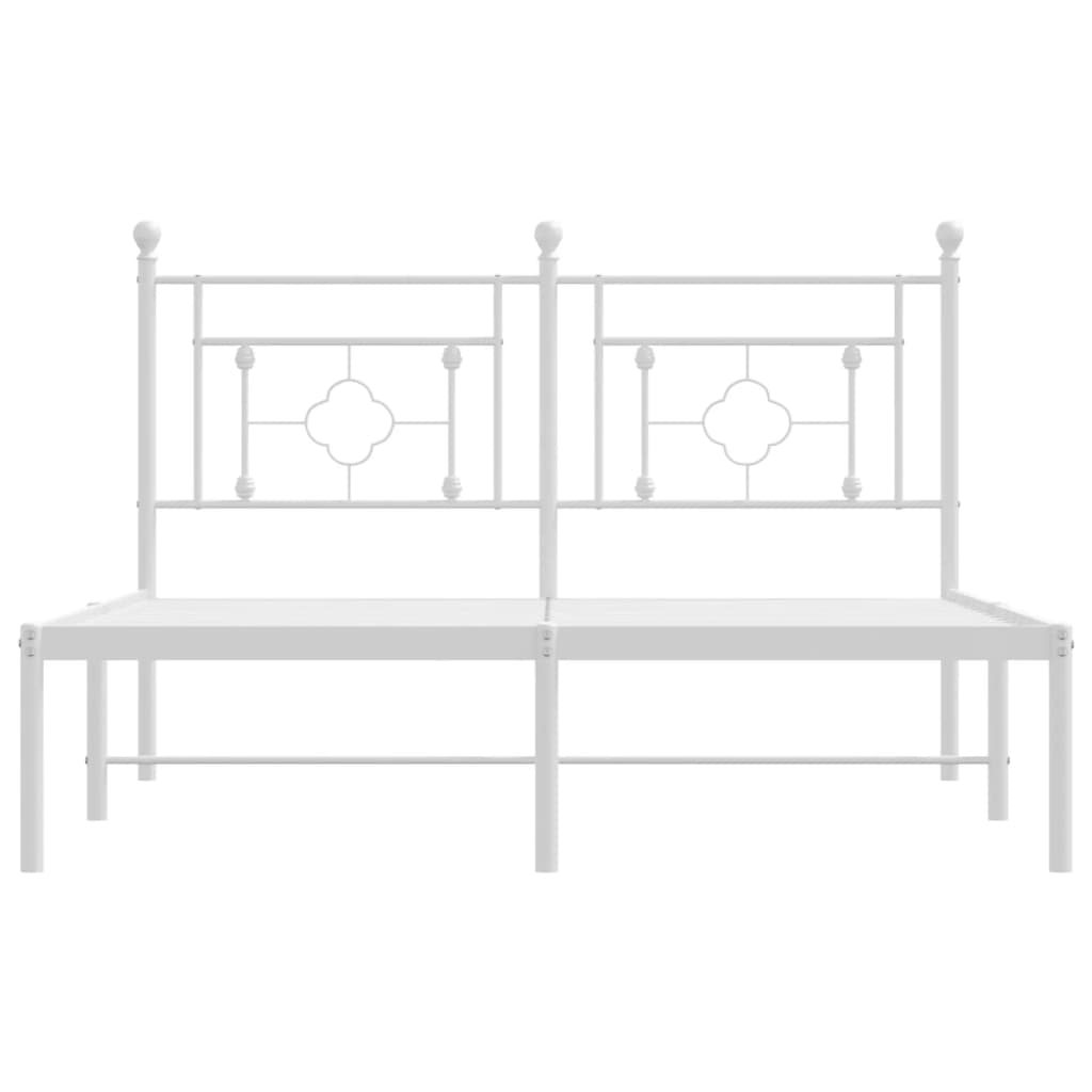 Metal Bed Frame without Mattress with Headboard White 140 cm 190 cm