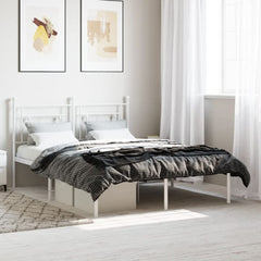 Metal Bed Frame without Mattress with Headboard White 140 cm 190 cm