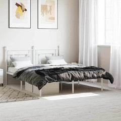 Metal Bed Frame without Mattress with Headboard White 160 cm 200 cm