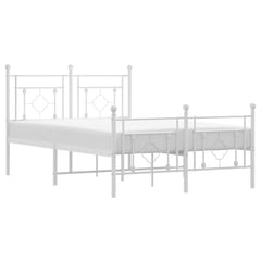 vidaXL Metal Bed Frame without Mattress with Footboard White 120x190cm 2