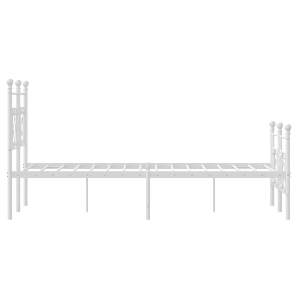 Metal Bed Frame without Mattress with Footboard with Headboard & Footboard White 120 cm 190 cm