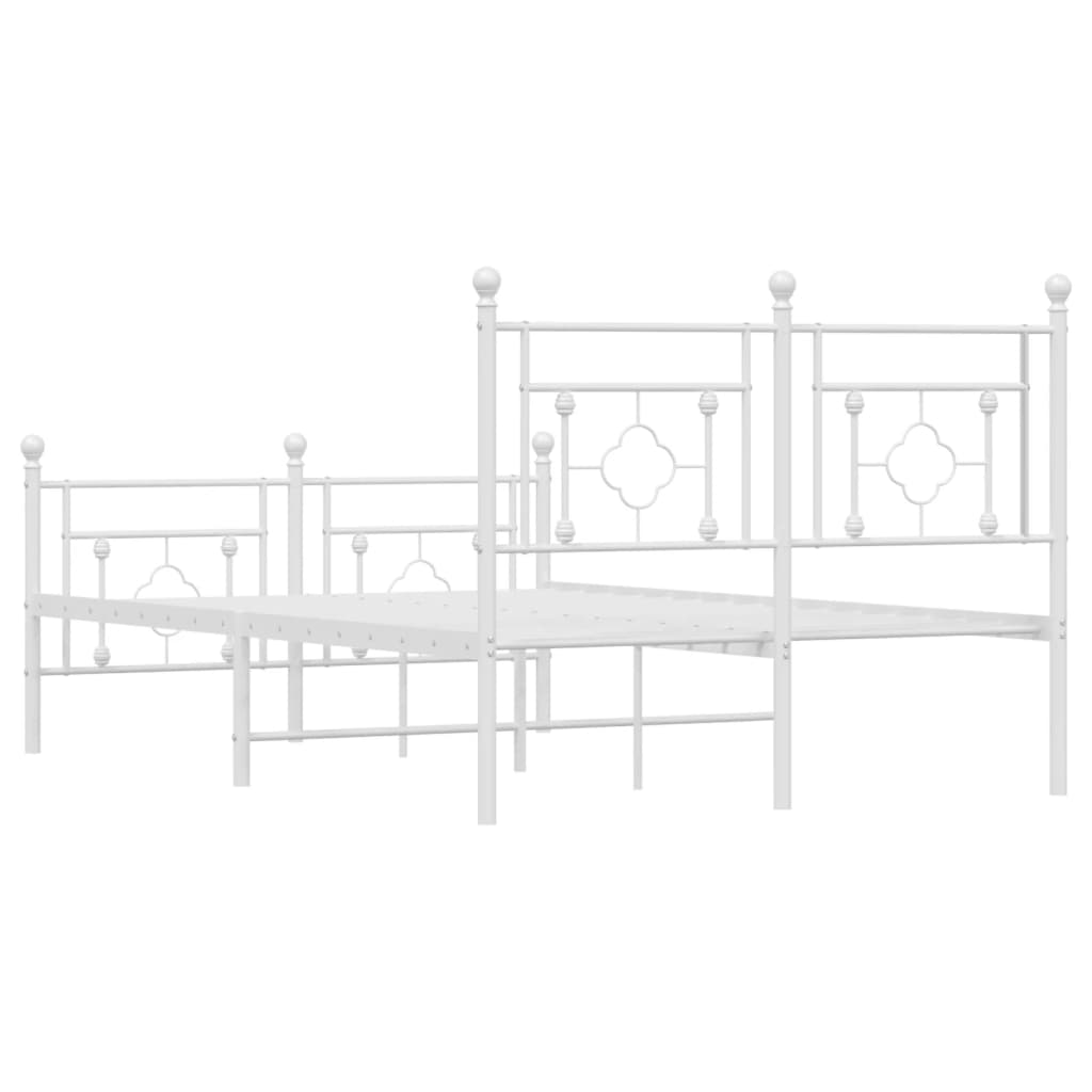 Metal Bed Frame without Mattress with Footboard with Headboard & Footboard White 120 cm 190 cm